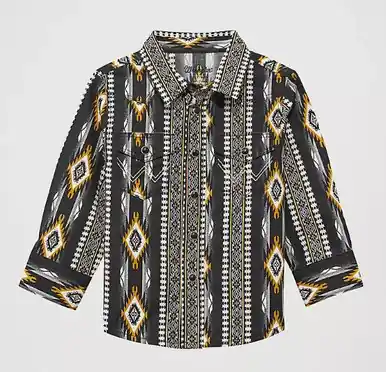 Wrangler® Infant/Toddler Boys' L/S Crow Black Checotah Snap Shirt - Kids