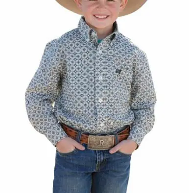 Cinch® Boys' L/S Teal/Brown/Red Geo Print Button Shirt - Brands