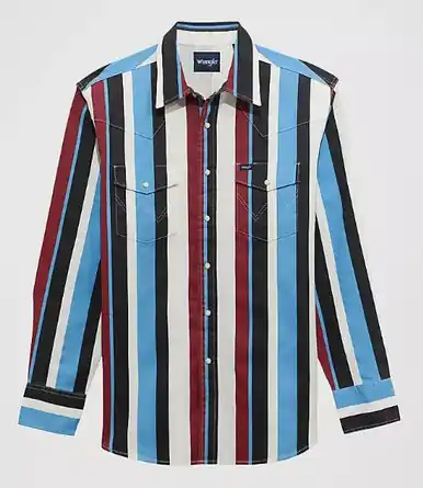 Wrangler® Boys' L/S Blue Raspberry Brushpopper Vintage Snap Shirt - Kids