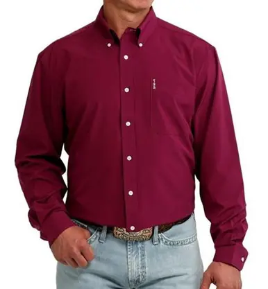 Cinch® Men's L/S Solid Purple Modern Fit Button Shirt - Mens