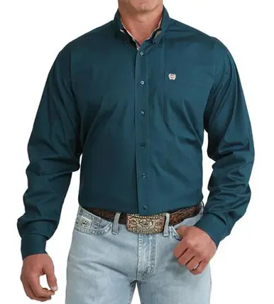 Cinch® Men's L/S Solid Teal Classic Fit Button Shirt - Mens
