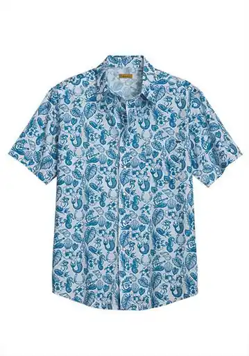Tin Haul® Men's S/S Blue Nautical Print Snap Shirt - Mens
