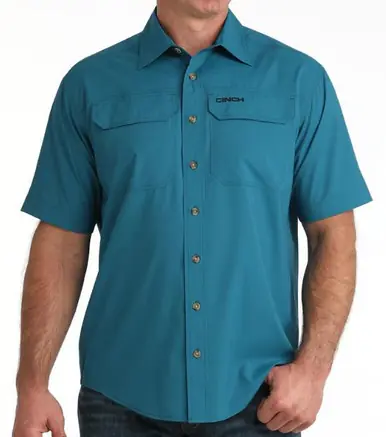 Cinch® Men's S/S Teal Blue ArenaFlex Button Shirt - Brands
