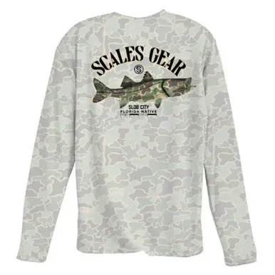 Scales® Men's L/S Camo Native Snook Performance T-Shirt