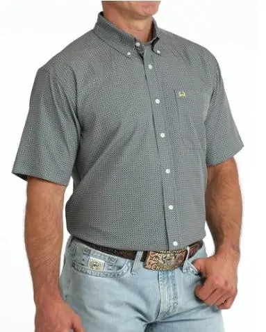 Cinch® Men's S/S Grey Geo Print ArenaFlex Button Shirt - Mens
