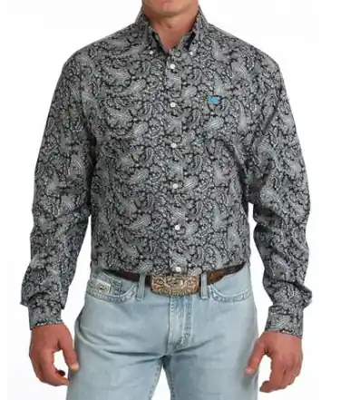 Cinch® Men's L/S Black Multi Paisley Print Button Shirt - Mens
