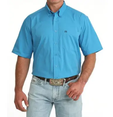 Cinch® Men's S/S Solid Bright Blue ArenaFlex Button Shirt - Mens