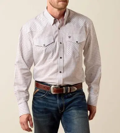 Ariat® Men's L/S White-Multi Plaid WF Draco Classic Fit Snap Shirt