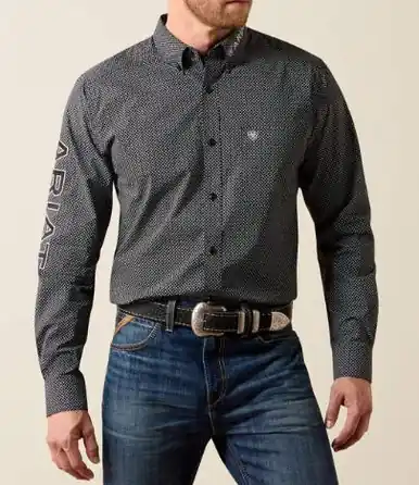 Ariat® Men's L/S Black Medallion Team Dariel Fitted Button Shirt - Mens