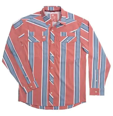AG-GEAR® Men's L/S Bold Red Stripe Stockyard Snap Shirt