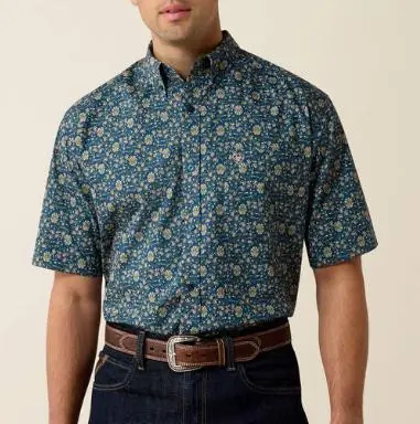Ariat® Men's S/S Blue Floral Print Sheppard Classic Fit Button Shirt - Mens