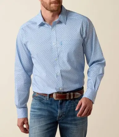 Ariat® Men's L/S Blue Medallion Diamond Everything Classic Fit Button Shirt - Mens