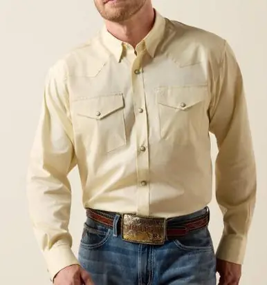 Ariat® Men's L/S Almond Oil Lightweight Twill Classic Fit Snap Shirt - Mens