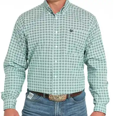 Cinch® Men's L/S Turquoise Medallion Print Button Shirt - Mens