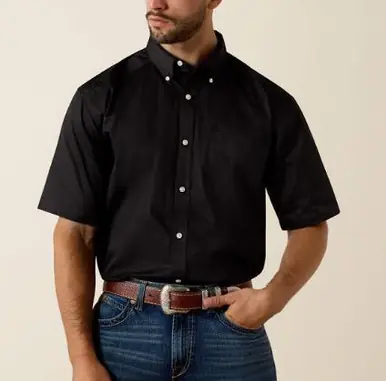Ariat® Men's S/S Black Twill Classic Fit Button Shirt - Mens