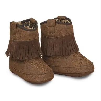 Twister® Baby Girls' Brown Annabelle Baby Bucker Fringed Booties - Footwear