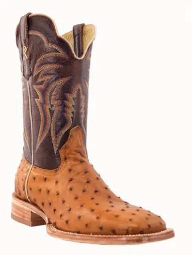 R. Watson® Men's Antique Saddle Bruciato FQ Ostrich Square Toe Boots - Footwear