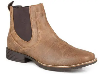 Roper® Men's Oiled Brown Suede Square Toe Slip-On Ankle Boots