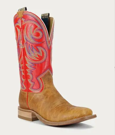 Hyer® Men's Tan/Red Sawyer Square Toe Boots - Footwear