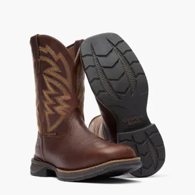 Georgia Boot® Men's Brown 11" Aero LT Square Toe Work Boots - Footwear