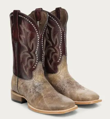 Corral® Men's Bone/Deep Red Wide Square Toe Boots - Footwear