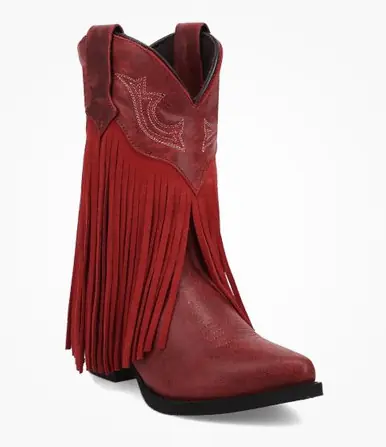 Dan Post® Girls' Red Fringed Happy Trails Western Boots - Footwear