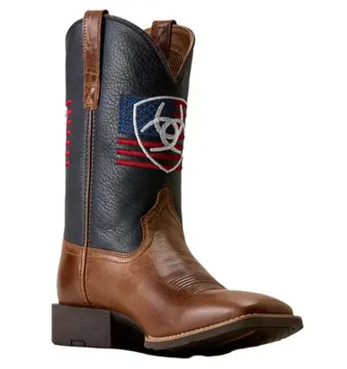 Ariat® Men's Dark Tan/Navy Sport Freedom Wide Square Toe Boots - Footwear