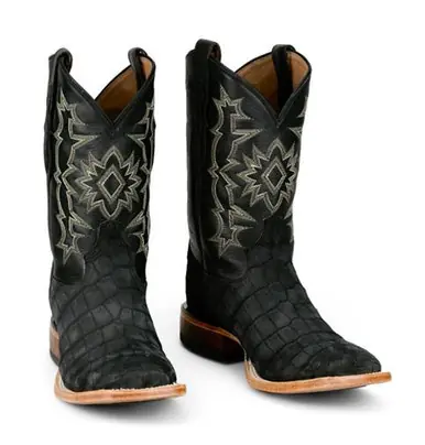Tony Lama® Men's Black Alligator Miguel 11" Square Toe Boots - Footwear