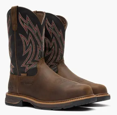 Rocky® Men's Brown/Black Ride LTE MET Guard WP Western Work Boots - Footwear