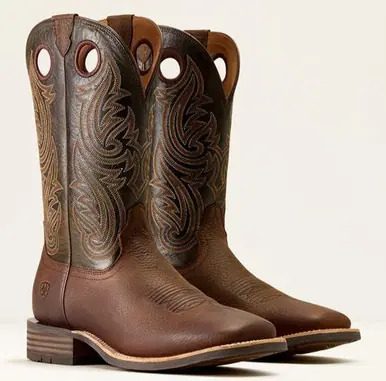 Ariat® Men's Brown Oiled Rowdy/Timber Olive Highland Toughstock Square Toe Boots - Brands