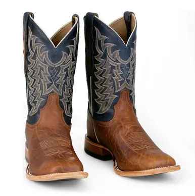 Tony Lama® Men's Brown/Navy Alfredo Square Toe Boots - Footwear