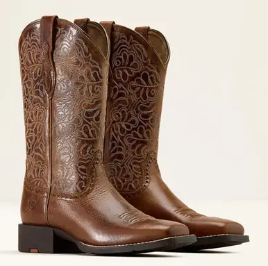 Ariat® Ladies' Aged Tan Round Up Remuda Square Toe Boots - Footwear