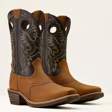 Ariat® Men's Status Brown/Chocolate Smoke Heritage Roughstock Square Toe Boots - Footwear