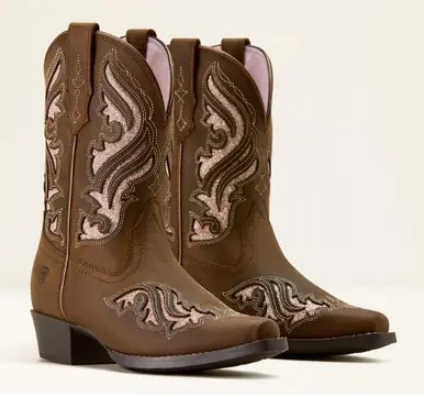 Ariat® Girls' Sassy Brown/Pink Fashion Bliss Western Boots - Brands