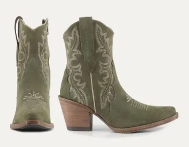 Buck & Brana® Ladies' Brooke Olive Suede Short Fashion Boots - Footwear