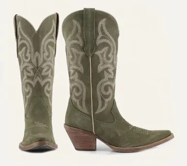 Buck & Brana® Ladies' Tessa Suede Olive Fashion Boots - Footwear