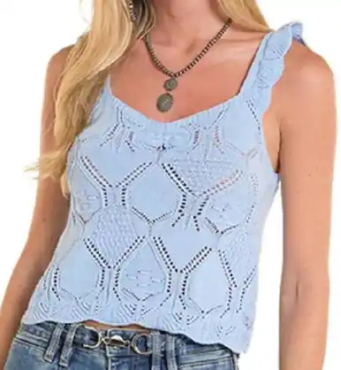 Rock & Roll Denim® Ladies' Eyelet Crochet Tank Top