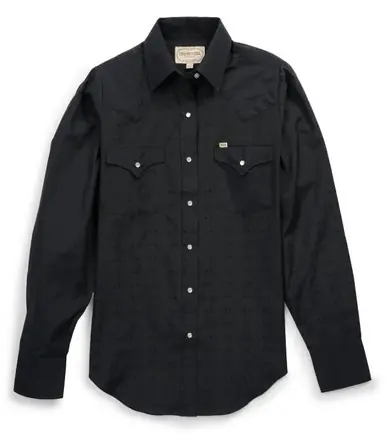 Ely Cattleman® Ladies' L/S Solid Tonal Dobby Granddaddy Snap Shirt