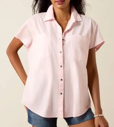 Ariat® Ladies' S/S Icy Pink Vacation Button Shirt - Brands