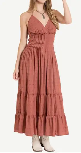 Rock & Roll Denim® Ladies' Eyelet Halter Maxi Dress