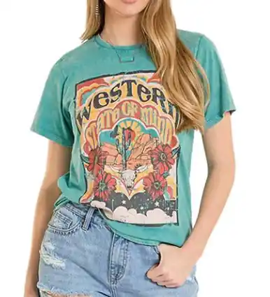 Rock & Roll Denim® Ladies' S/S Evergreen Western State of Mind T-Shirt