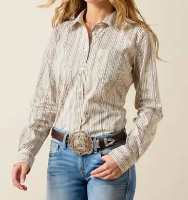 Ariat® Ladies' L/S Vintage Floral Stripe Kirby Stretch Button Shirt