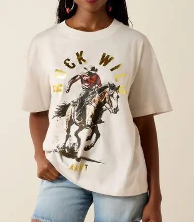 Ariat® Ladies' S/S Natural Buck Wild T-Shirt