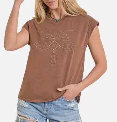 Panhandle Slim® Ladies' Cap Sleeve Boot Stitched Jersey Tee