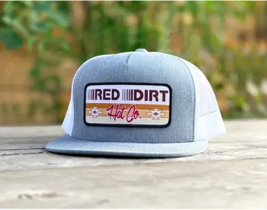 Red Dirt Hat Co® Heather Grey/White Trailblazer Flat Bill Cap - Hats
