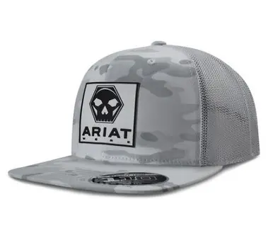 Ariat® Bolt White Camo Skull Patch Cap - Hats