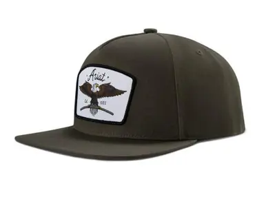 Ariat® Olive Eagle Patch Cloth Cap - Hats