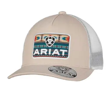 Ariat® Beige/White Rectangle Southwest Patch Cap - Brands
