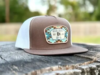 Red Dirt Hat Co® Brown/White Aztec Jango Flat Bill Cap - Brands