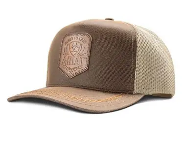 Ariat® Brown/Tan Oilskin Faux Leather Patch Cap - Brands